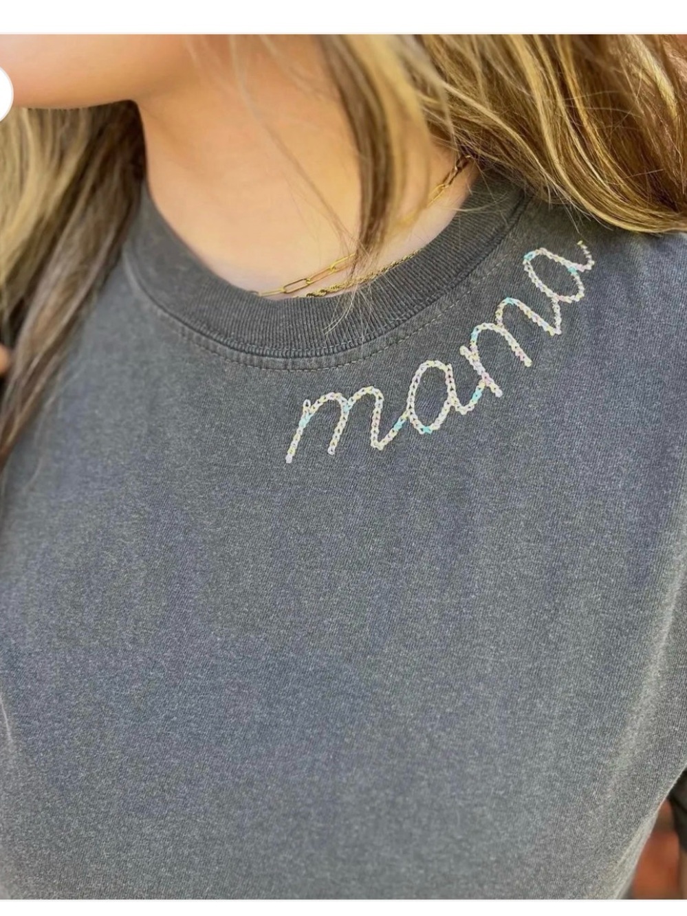 NEW! Mama Embroidered Collar Comfort Colors Tee